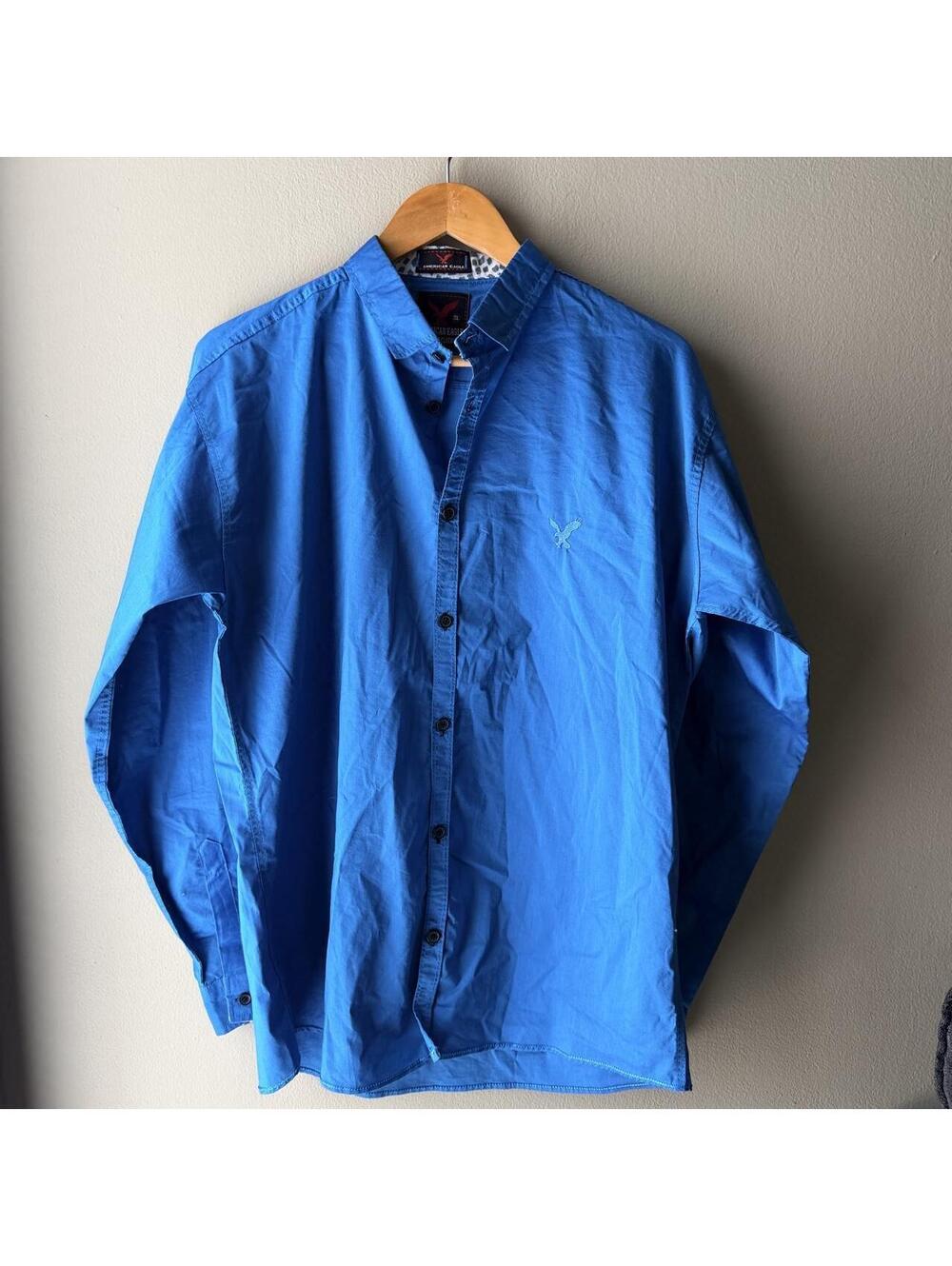 Y2K American Eagle Extreme Clothing Blue Cutout Button-Up Shirt XL
